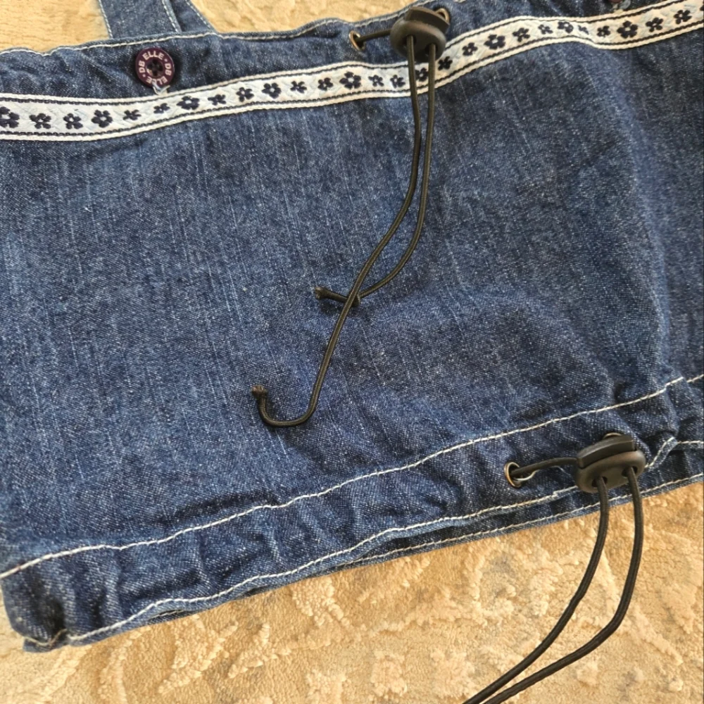 Vintage Y2K David Brandon Dark Blue Denim Drawstring Crop Top